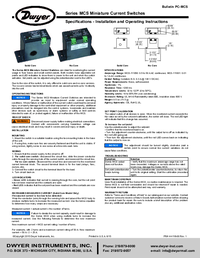 Thumbnail of document Manual - Series MCS miniature Current Switch